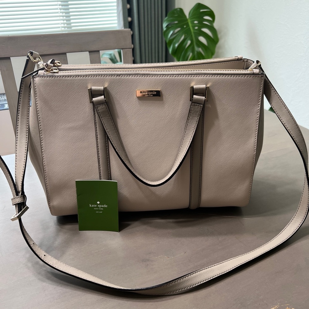 Kate Spade Newbury Lane Loden Two Tone Beige Moussfrost taupe Satchel Bag New